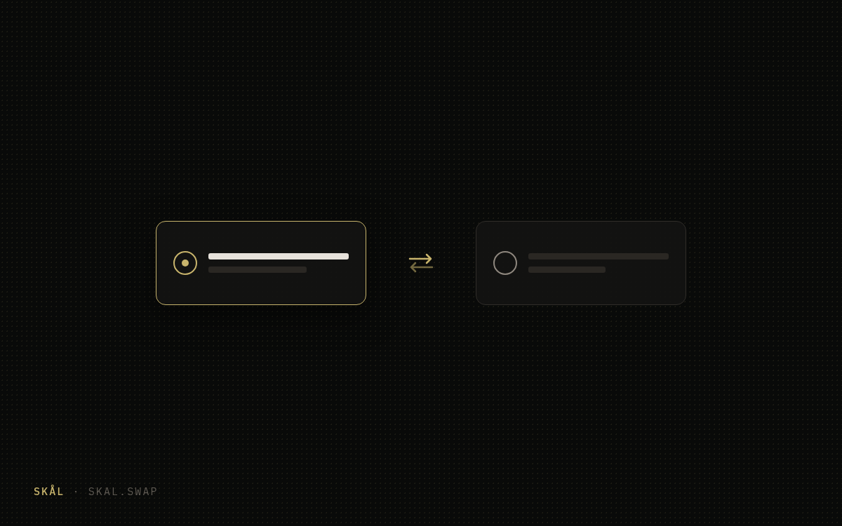 Abstract drawing: two provider profiles with a swap arrow between them, the active one ringed in gold
